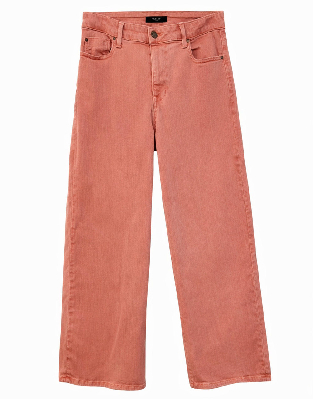 Fidelity Womens Jeans 31 Malibu High Wide Crop Coral Pink USA Premium Denim Pant